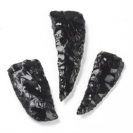 Perles d'obsidienne noire naturelle brute brute, pas de trous / non percés, couteau
