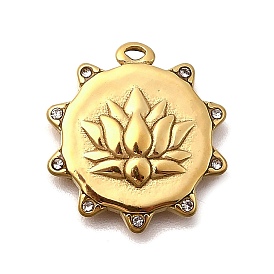 304 подвески из нержавеющей стали, со стразами, лотос