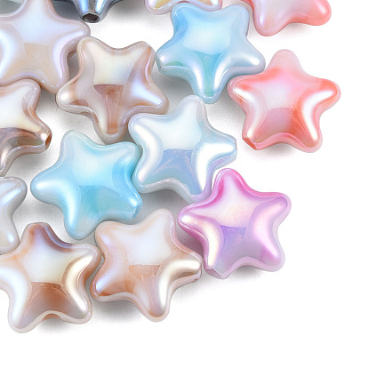 UV Plating Rainbow Iridescent Acrylic Beads, Star