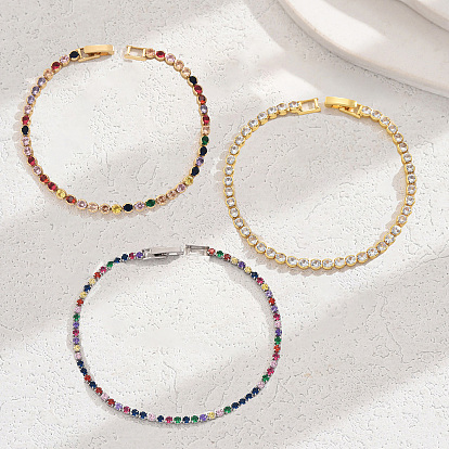 Минималистичные теннисные браслеты из латуни с паве из кубических цирконий для женщин