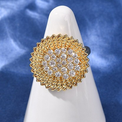 Открытые кольца манжеты из латуни с микропаве и кубическим цирконием, цветок, стойки покрытие, долговечный, без свинца и без кадмия