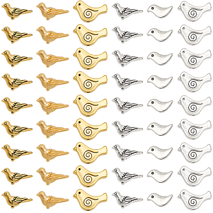 150 шт 6 стили бусины из сплава в тибетском стиле, птица, без свинца и без кадмия