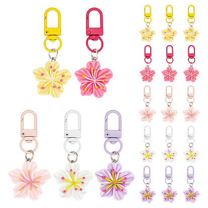 20 шт 5 цвета смоляные цветочные подвески украшения, с поворотными застежками сплава