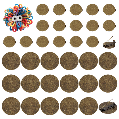 60шт. 2 стили железных оснований для брошей, плоско-круглые