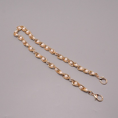 Correa de cadena de aluminio para bolso, con perla de resina y cierres de aluminio, para accesorios de reemplazo de bolsas