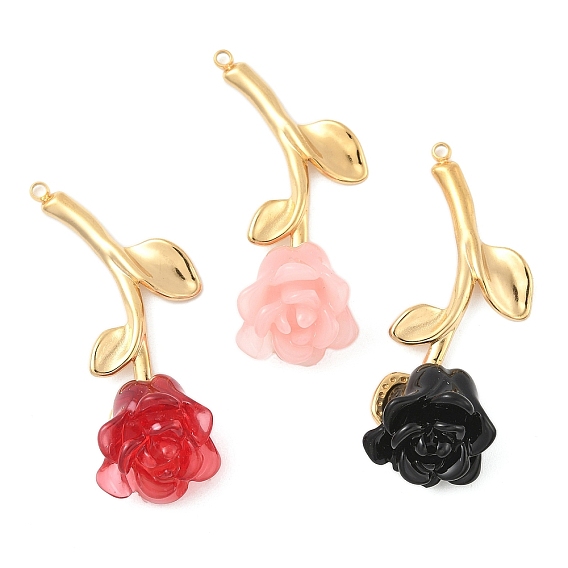 304 подвески из нержавеющей стали, очарование розы, cmолой, реальный 18 k позолоченный