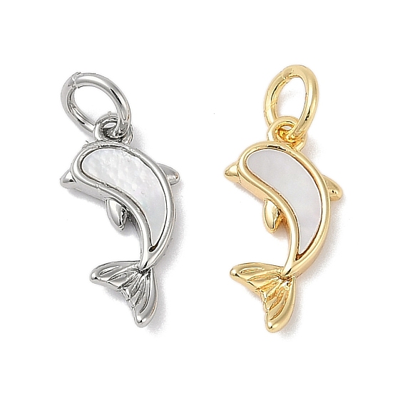 Латунь с подвесками из ракушек, дельфин