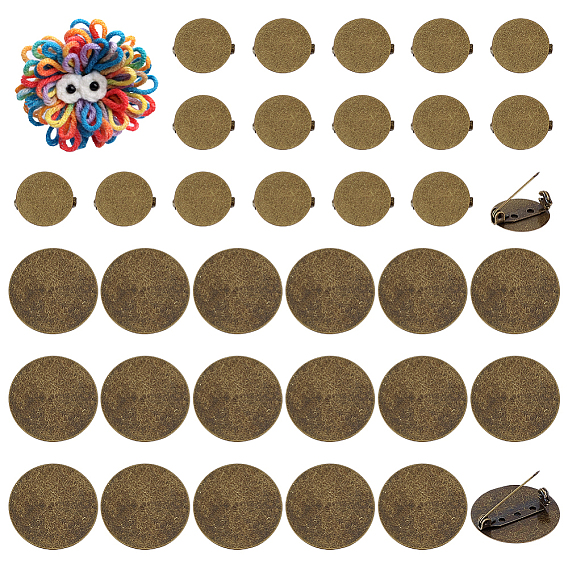 60шт. 2 стили железных оснований для брошей, плоско-круглые