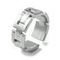 304 Stainless Steel Open Cuff Ring, Hollow Rectangle