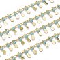 Handmade Glass Beaded Chains, with Real 18K Gold Plated Brass Side Twisted Chains Curb Chains, with Spool, Long-Lasting Plated, Soldered
