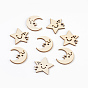 Wood Cabochons, Laser Cut Wood Shapes, Star and Moon