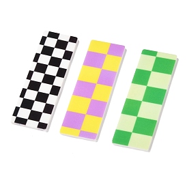 Opaque Resin Cabochons, Two Tone, Rectangle with Chessboard Pattern