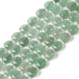 Natural Green Aventurine Bead Strands, Faceted, Flat Round
