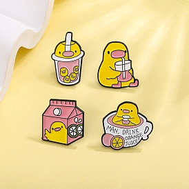 Alloy Enamel Cup Brooches, with Enamel Pin, Duck