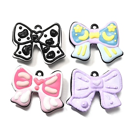 Акриловые подвески, бантом, с эмалью и петлей