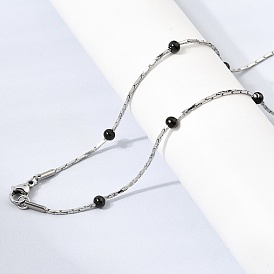 304 Цепочка из нержавеющей стали в стиле «бостонское плетение» с бусинами-ронделями