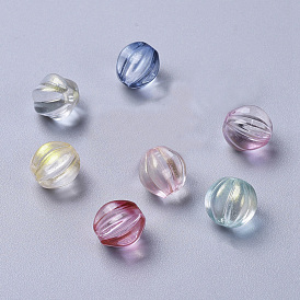 Transparent Glass Beads, with Glitter Powder, Pumpkin