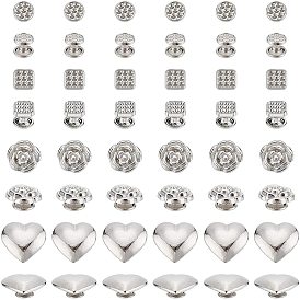 WADORN 80 Sets 4 Style Iron with Alloy Rivet Studs, For Purse, Bags, Boots, Leather Crafts Decoration, Mixed Shapes