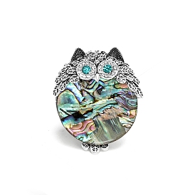 Shell Pin, Alloy Rhinestone Brooch for Backpack Clothes, Owl