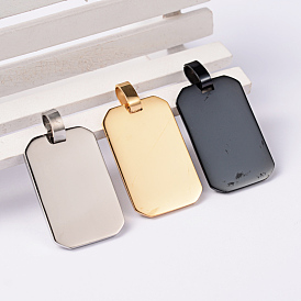 Rectangle 304 Stainless Steel Stamping Blank Tag Pendants, Smooth Surface, with Word S.Steel, 34x22x2mm, Hole: 9x4.5mm