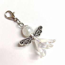 Adornos colgantes de acrílico y perlas de cristal de ángel, con broches de langosta de la aleación de la garra