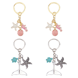 4шт 2 стильный брелок из сплава, с железной фурнитурой, морская звезда