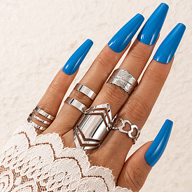 Minimalist 5-Piece Set of Open Heart-Shaped Geometric Rings for Joints, Versatile and Chic