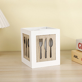 Caja de madera para guardar cuchillos y tenedores, cubo
