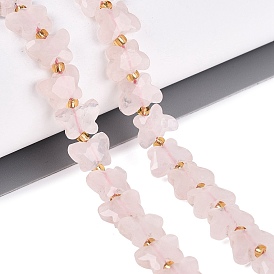 Naturel a augmenté perles de quartz brins, papillon, avec des perles de rocaille