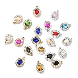 UV Plating Alloy Pendants, with Crystal Rhinestone and Glass, Oval Charms