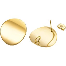 24Stk. 304 Ohrstecker aus Edelstahl, flache Runde mit Schleife, gebogen, für DIY-Ohrring-Sets