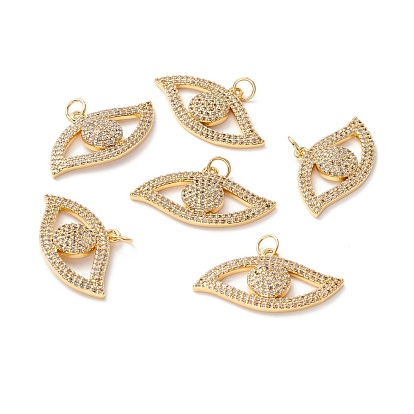 Pendentifs en laiton zircon cubique transparent, avec anneau de saut, plaqué longue durée, sans plomb et sans cadmium et sans nickel, oeil