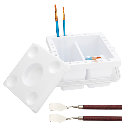 Plastic Artist Brush Basin Multifunction Paint Brush Tub, with Oil Painting Scraper Knife