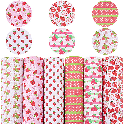 6шт. 6 стили, искусственная кожа, ткань, Прямоугольник с рисунком клубники
