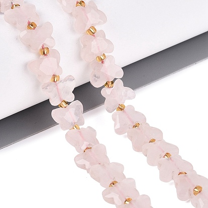 Naturel a augmenté perles de quartz brins, papillon, avec des perles de rocaille