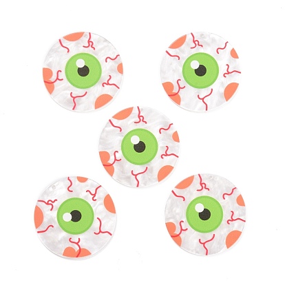 Acrylic Pendants, for Halloween, Flat Round with Eye