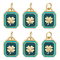 6 кулоны латунные эмалевые шт., прямоугольник с клевером, с целью перехода в кольце