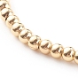 Glass & Brass Stretch Beaded Bracelets Sets, Stackable Bracelets, Round & Rondelle, Golden