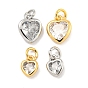 Латунные микропаве прозрачные подвески с фианитом, без кадмия, без никеля и без свинца, сердце, с целью перехода в кольце