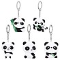 5Pcs 5 Style Silicone Panda Keychain, with Platinum Iron Findings, Panda