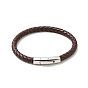 Leather Braided Cord Bracelet with 304 Stainless Steel Clasp for Men Women