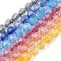 Crackle Transparent Glass Beads Strands, Round, Faceted(32 Facets)