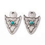 Synthetic Turquoise Half Round Pendants, Arrow Charms, with Rack Plating Alloy Findings