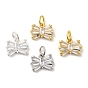 Brass Cubic Zirconia Pendant, Long-Lasting Plated, Lead Free & Cadmium Free, Bowknot