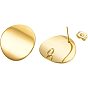 24Pcs 304 Stainless Steel Stud Earring Findings, Flat Round with Loop, Curved, for DIY Earring Making Kits