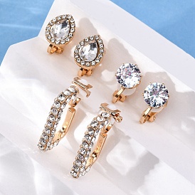 Клипсы из сплава силикона, со стеклянными стразами, золотые