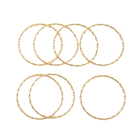 7 pcs placage sous vide 304 ensemble de bracelets à anneaux texturés en acier inoxydable pour femmes