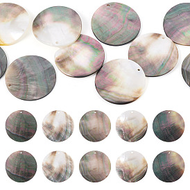 10 шт. плоские круглые подвески-ракушки из натурального черного цвета