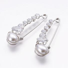 Iron Safety Brooch, with Grade A Rhinestone and Resin