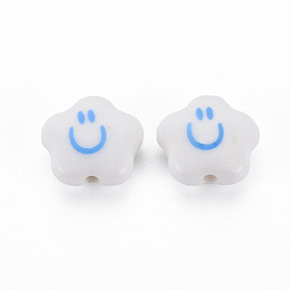 Handmade Porcelain Beads, Star with Smile